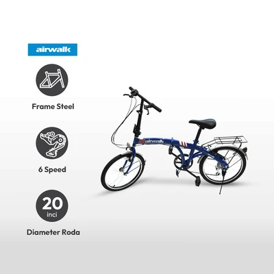 Gambar Airwalk Expresso Sepeda Lipat 20 Inci 6-speed - Biru