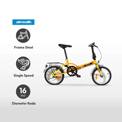 Gambar Airwalk Jedi Sepeda Lipat 16 Inci 1-speed - Orange