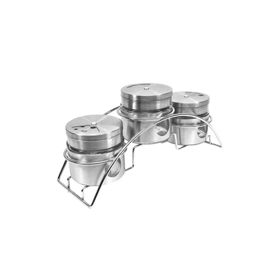 Gambar Kris Tempat Bumbu Dapur Stainless Steel 95 ml Set 3 Pcs - Silver