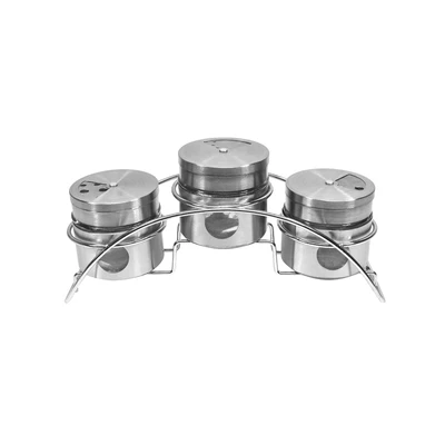 Gambar Kris Tempat Bumbu Dapur Stainless Steel 95 ml Set 3 Pcs - Silver