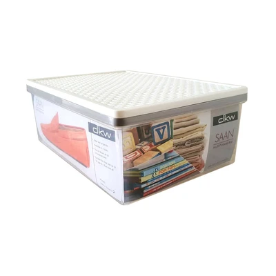 Gambar Dkw Kotak Penyimpanan Dengan Tutup 22.9x32.9x12.6 cm - Krem