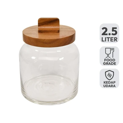 Gambar Delicia Stoples Knob Kaca 2.5 Liter Transparan - Cokelat