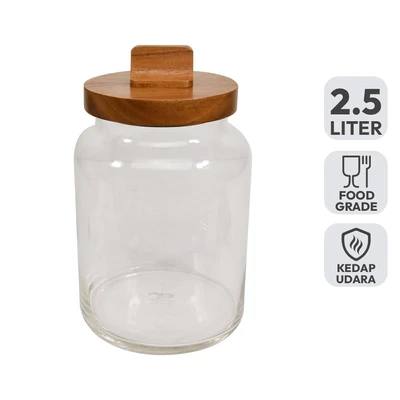 Gambar Delicia Stoples Knob Kaca 2.5 Liter Transparan - Cokelat