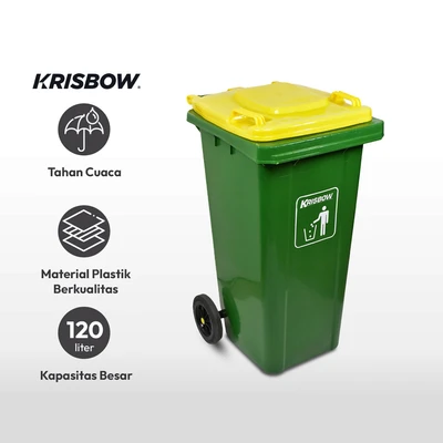 Gambar Krisbow 120 Ltr Tempat Sampah Plastik - Hijau/kuning