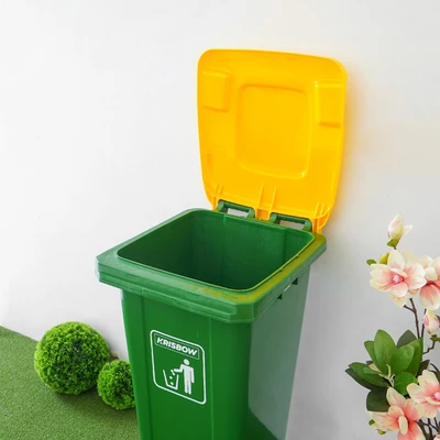 Gambar Krisbow Tempat Sampah Tutup Angkat Plastik Dengan Roda 120 Liter - Hijau/Kuning