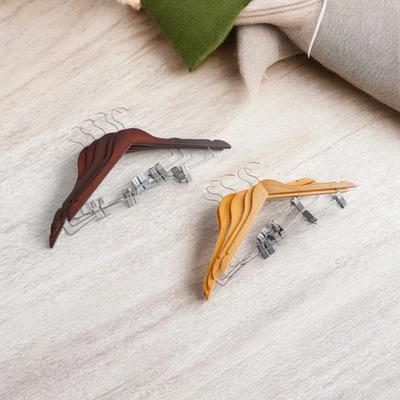 Gambar Stora Hanger Baju Kayu Dengan Clip 44.5 cm Set 5 pcs - Cokelat Tua