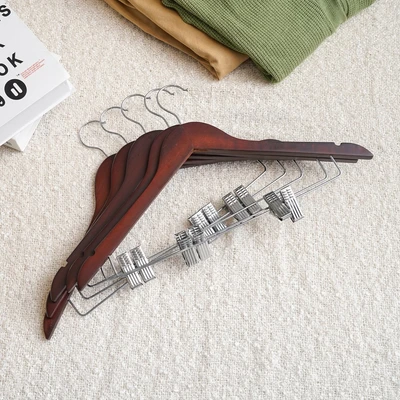 Gambar Stora Hanger Baju Kayu Dengan Clip 44.5 cm Set 5 pcs - Cokelat Tua