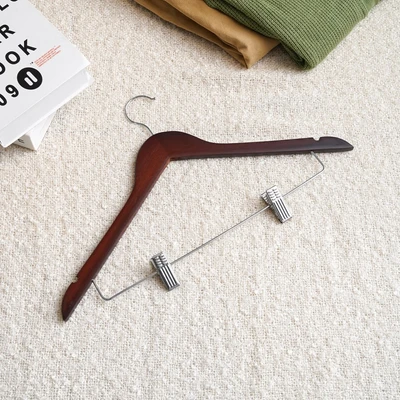 Gambar Stora Hanger Baju Kayu Dengan Clip 44.5 cm Set 5 pcs - Cokelat Tua