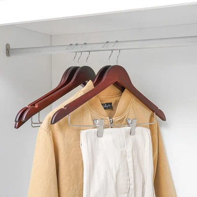 Gambar Stora Hanger Baju Kayu Dengan Clip 44.5 cm Set 5 pcs - Cokelat Tua