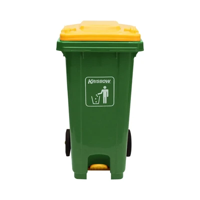 Gambar Krisbow 120 Ltr Tempat Sampah Outdoor Pedal - Hijau Kuning