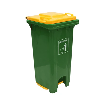 Gambar Krisbow 240 Ltr Tempat Sampah Pedal Outdoor - Hijau Kuning