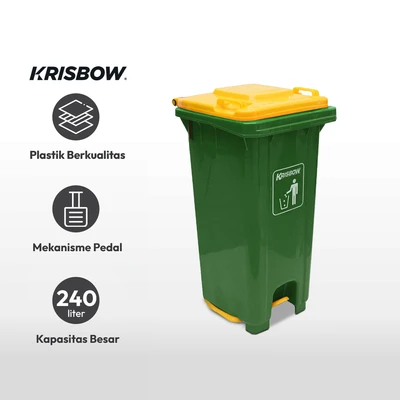 Gambar Krisbow 240 Ltr Tempat Sampah Pedal Outdoor - Hijau Kuning