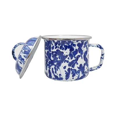 Gambar Kichero Mug Enamel Dengan Tutup Swirl 730 ml - Biru Cobalt