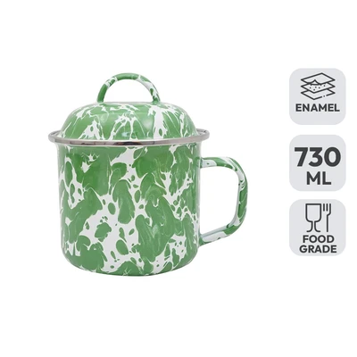 Gambar Kichero Mug Enamel Dengan Tutup Swirl 730 ml - Hijau