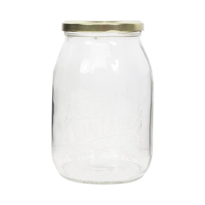 Gambar Cerve Stoples Kaca Vintage 1 Liter Transparan - Gold