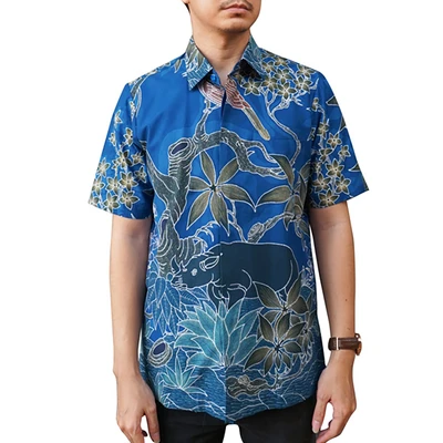 Gambar Pendopo Ukuran M Kemeja Batik Pria Motif Biw Kusa 3d