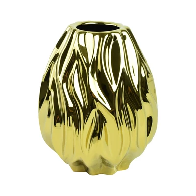 Gambar Informa Vas Bunga Keramik Flaming 16.5x16.5x20 cm - Gold