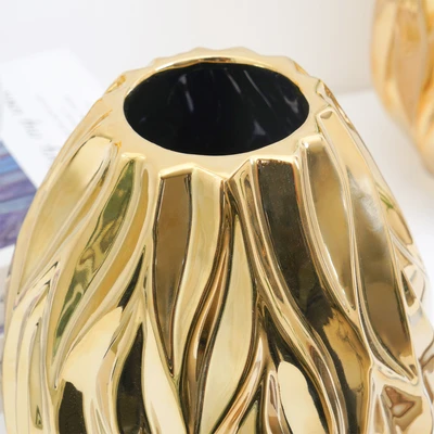 Gambar Informa Vas Bunga Keramik Flaming 18x18x25 cm - Gold