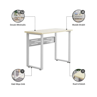 Gambar Kairo Meja Kantor Metal - Putih Maple