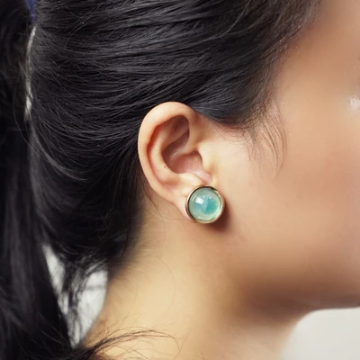 Gambar Ataru Anting Stud Round Blue Gold