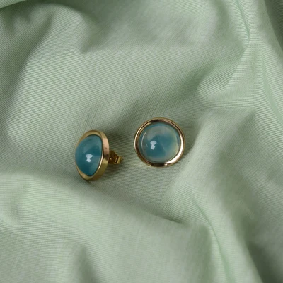 Gambar Ataru Anting Stud Round Blue Gold