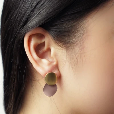 Gambar Ataru Anting Double Coin Stud - Pink/Gold