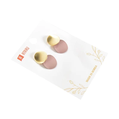 Gambar Ataru Anting Double Coin Stud - Pink/Gold