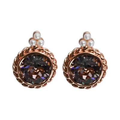 Gambar Ataru Anting Stud Round Crystal - Rose Gold
