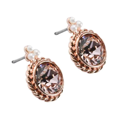 Gambar Ataru Anting Stud Round Crystal - Rose Gold