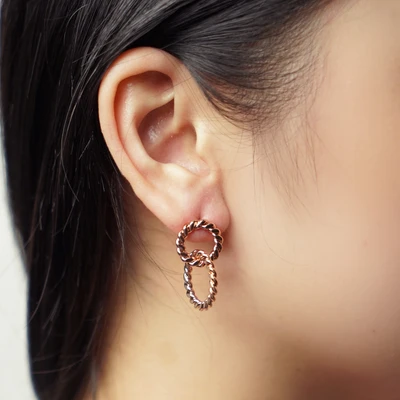 Gambar Ataru Anting Double Round Stud - Rose Gold