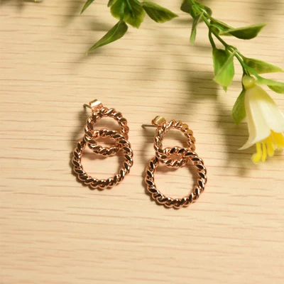 Gambar Ataru Anting Double Round Stud - Rose Gold