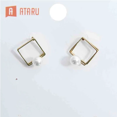 Gambar Ataru Anting Double Square With Pearl Stud