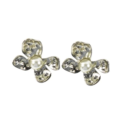 Gambar Ataru Anting Stud Flower Pearl - Silver