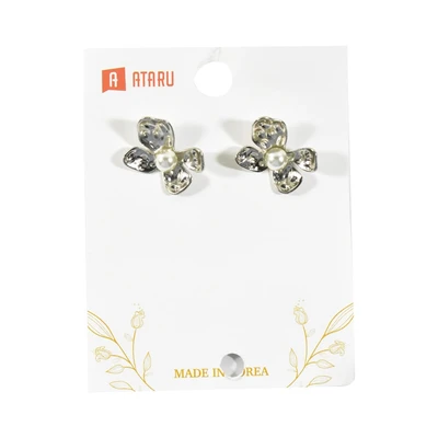 Gambar Ataru Anting Stud Flower Pearl - Silver