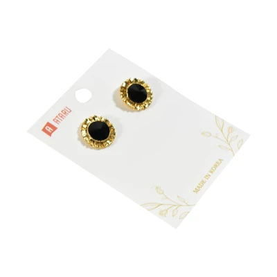 Gambar Ataru Anting Stud Vintage Round - Black Gold