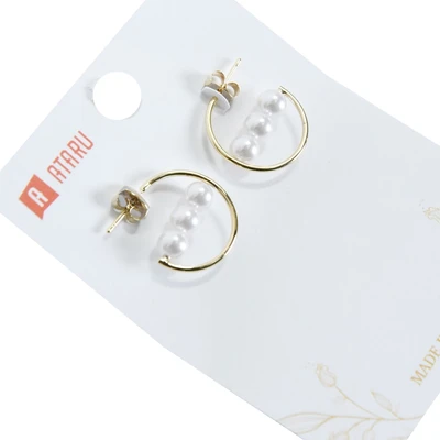 Gambar Ataru Anting Pearl Hoop - Gold