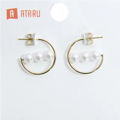 Gambar Ataru Anting Pearl Hoop - Gold