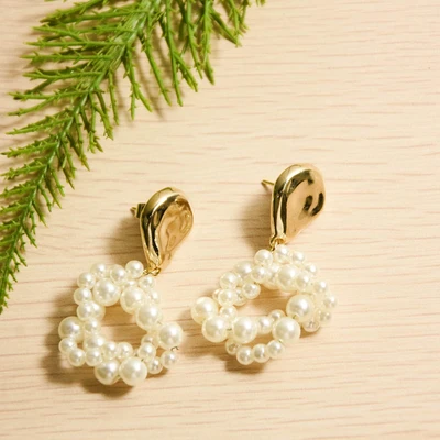 Gambar Ataru Anting Pearl Hollow Drop - Gold