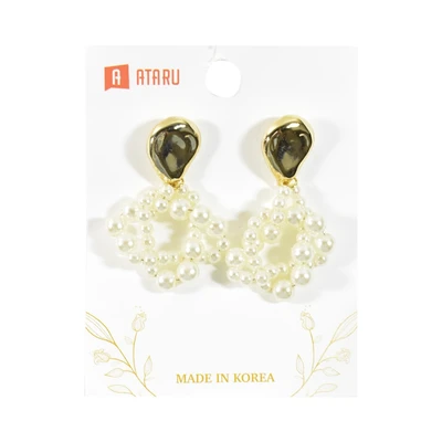 Gambar Ataru Anting Pearl Hollow Drop - Gold