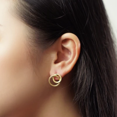 Gambar Ataru Anting Double Round Stud - Gold