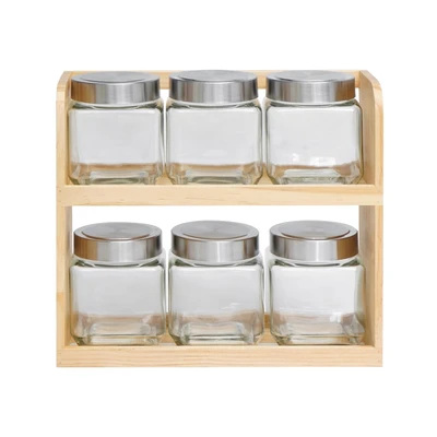 Gambar Informa Caston Stoples Kaca Dengan Rak 500 ml Set 6 pcs Transparan