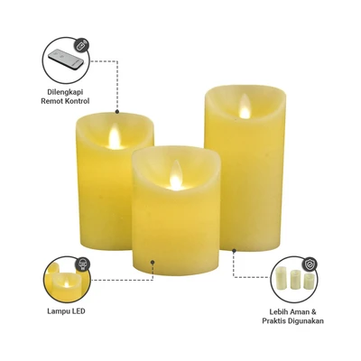 Gambar Informa Set Lilin Flameless LED 3 Pcs - Ivory