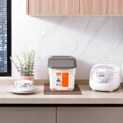 Gambar Kris Tempat Beras Plastik Double Seal 12.5 Liter - Abu-Abu