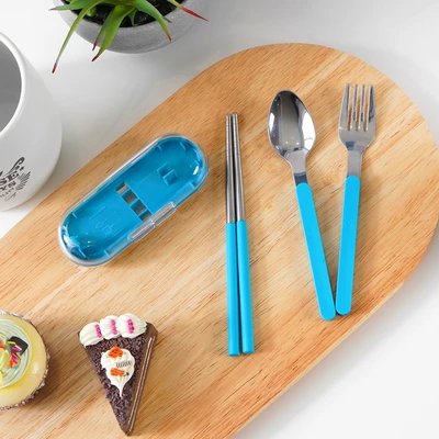 Gambar Kris Alat Makan Minimalis Set 3 pcs - Biru