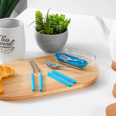 Gambar Kris Alat Makan Minimalis Set 3 pcs - Biru