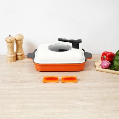 Gambar Cooking Color Hyeon Wajan Panggang Eco Steam - Orange/Hitam