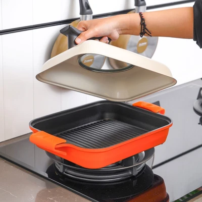 Gambar Cooking Color Hyeon Wajan Panggang Eco Steam - Orange/Hitam