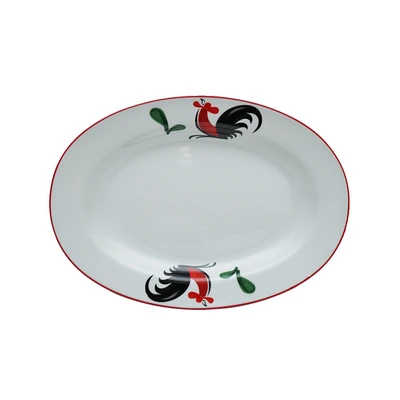 Gambar Kopin Porcelain 31 cm Piring Saji Keramik Kukuruyuk Oval- Putih