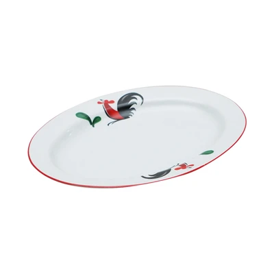 Gambar Kopin Porcelain 31 cm Piring Saji Keramik Kukuruyuk Oval- Putih