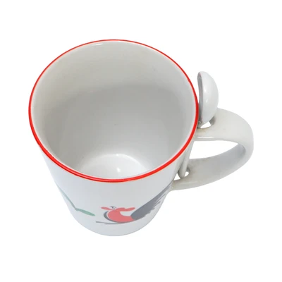 Gambar Kopin Porcelain Mug Porcelain Dengan Sendok Kukuruyuk 340 ml - Putih